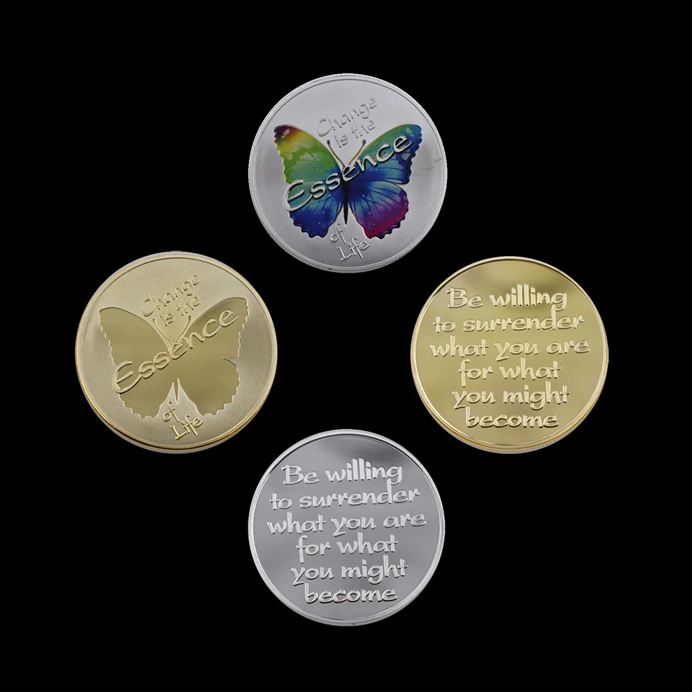 Ко Дню Святого Валентина памятная монета в подарок 24k Позолоченные бабочки