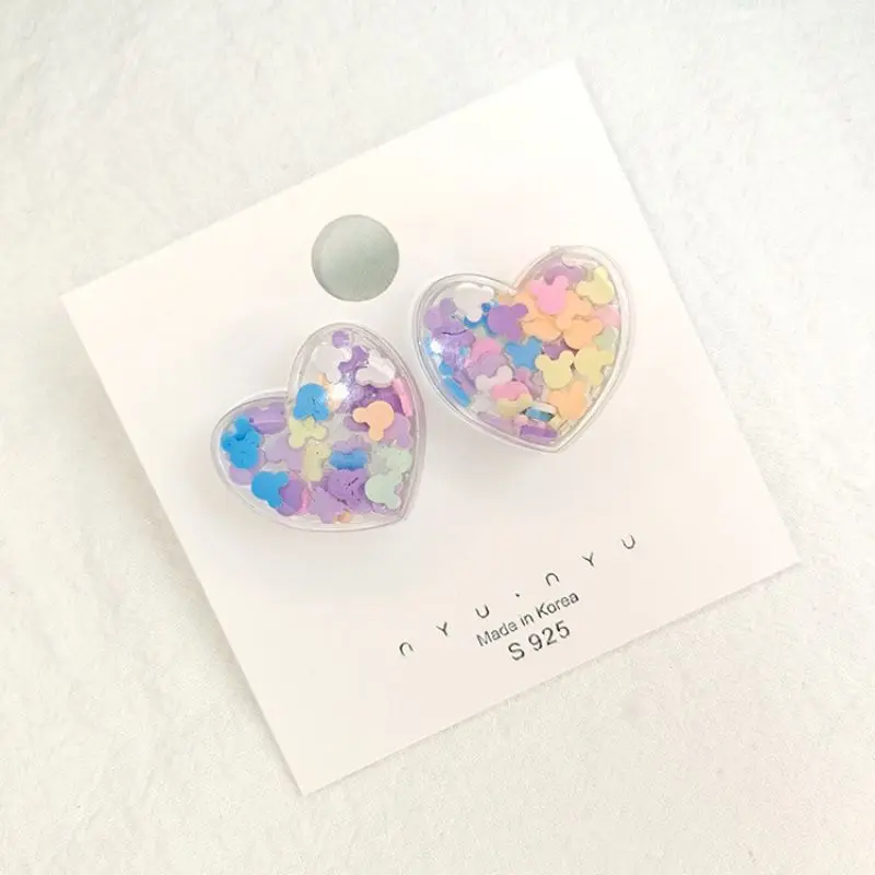 

Creative Geometric Earrings Transparent Sequins Unique Earrings For Women Love Heart Square Round Cute Summer Sweet Earring