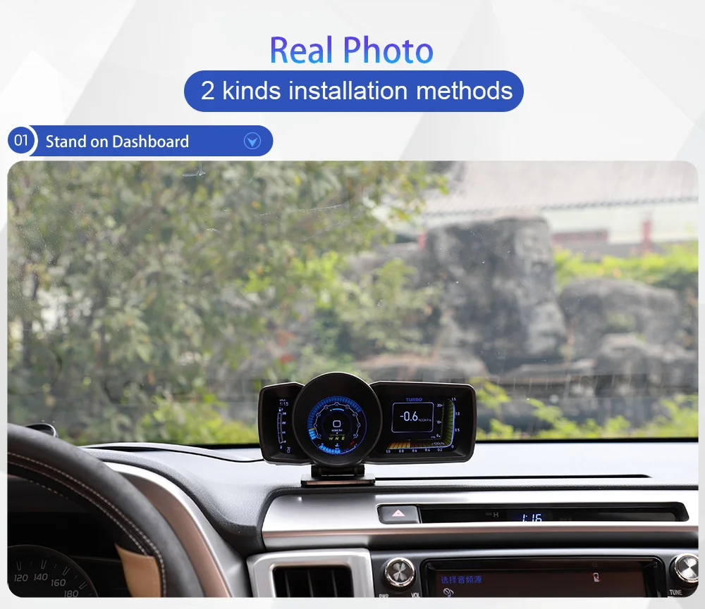 Car HUD Multi-Function Dashboard Head Up Display OBD2+GPS Smart