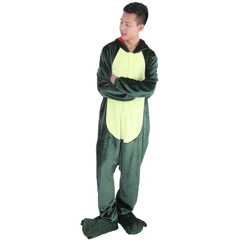 

Thickened flannel pajamas pink green dinosaur autumn and winter animal couple adult home clothes Unisex Cartoon Unicorn Sets
