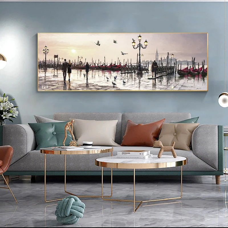 

Venice and Paris City Landscape Posters and Prints Canvas Print Abstract Oil Painting Large Wall Art Pictures for Living Room