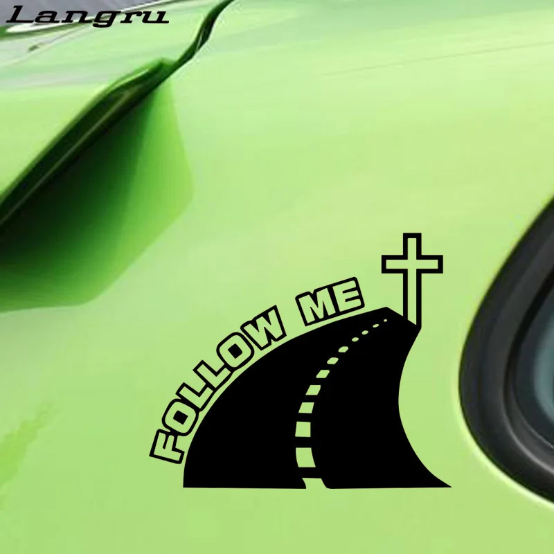 Langru Cross Road Jesus Следуйте за мной элегантные индивидуальные виниловые наклейки на