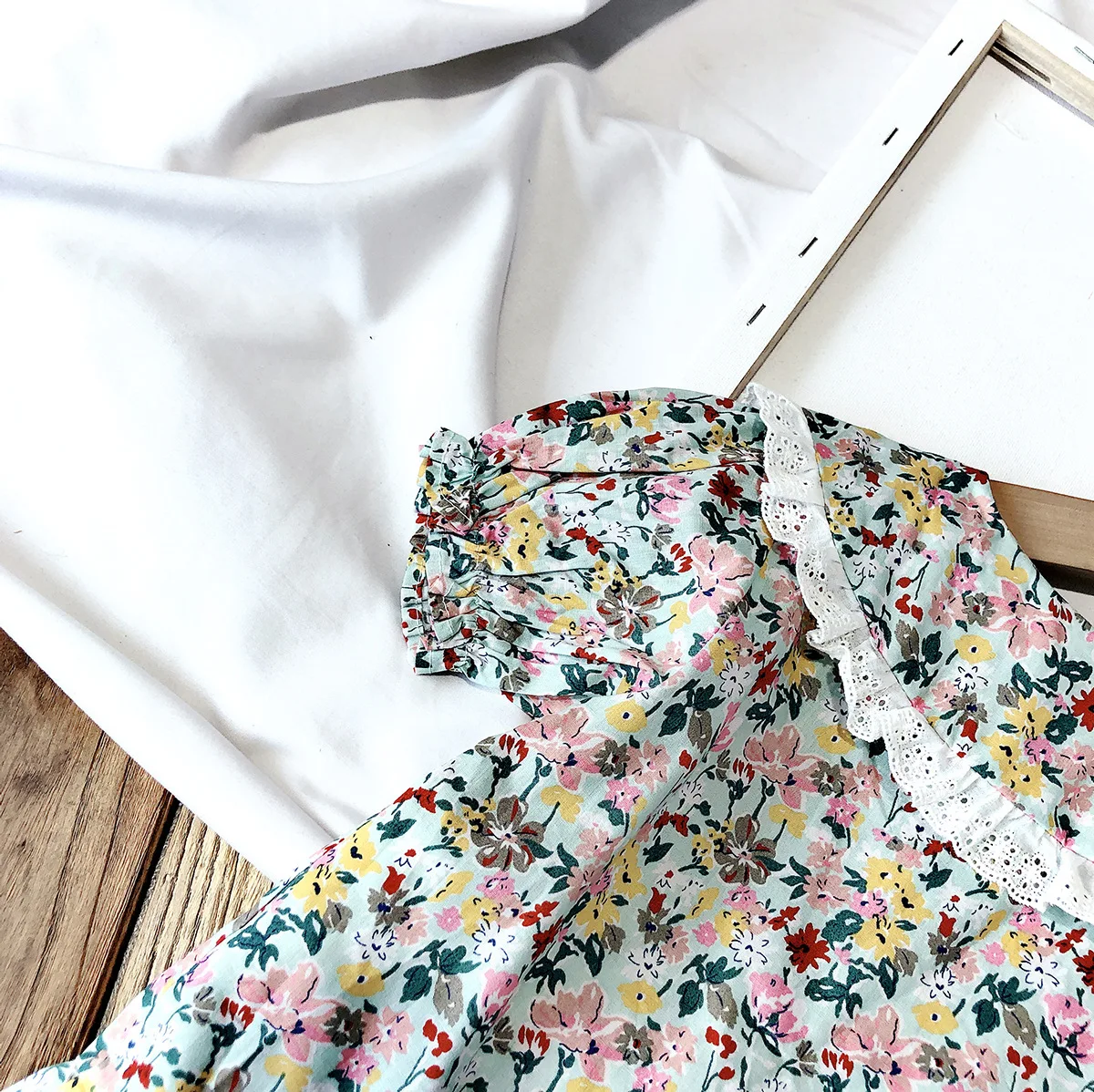 Модные летние блузки Gooporson с цветочным принтом для девочек кружевной воротник