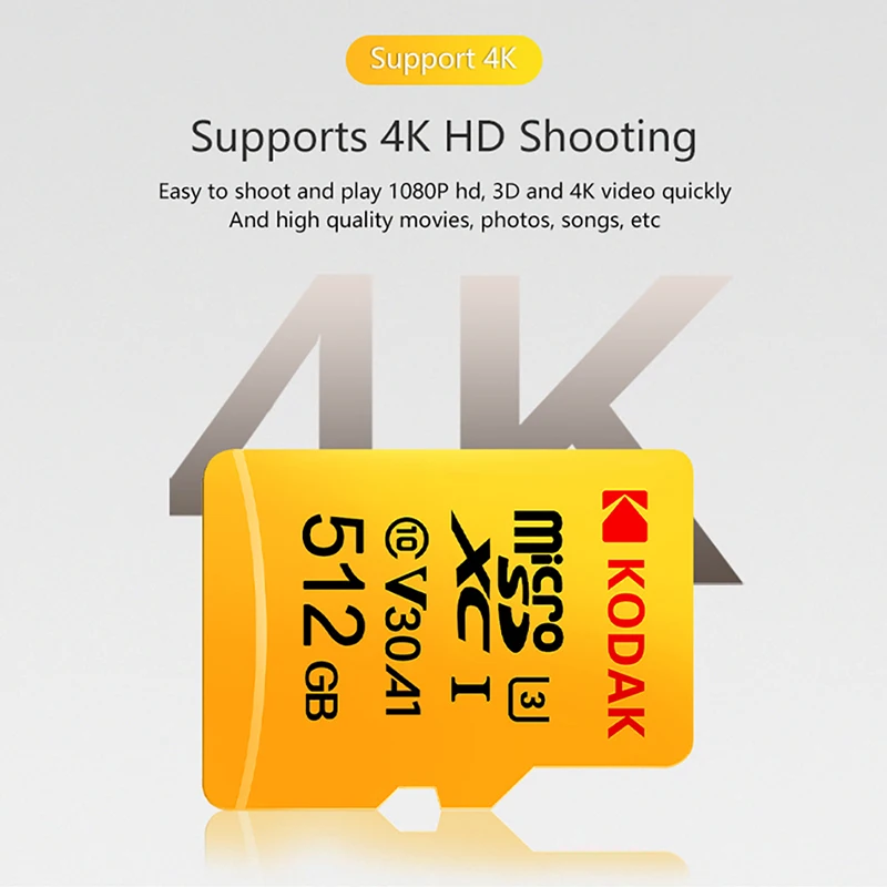 Карта памяти kodak 16 ГБ 32 64 Гб 256 512 microsd U1 TF 4K Class 10 tarjeta micro sd карта 128 U3 UHS-I | Компьютеры и