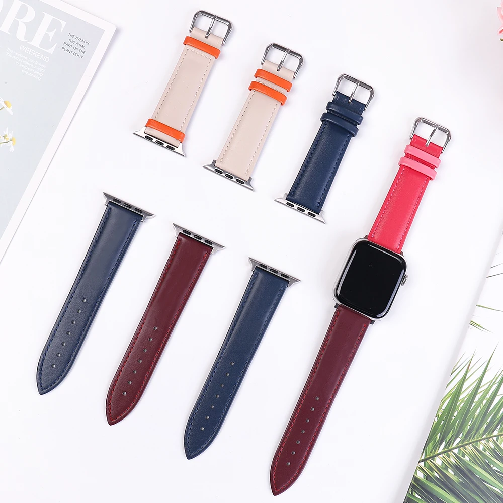 

Leather Band for iwatch 5 4 3 2 1 Vintage Classic Loop Buckle Replacement for Apple Watch Strap Series 38mm 40mm 42mm 44mm