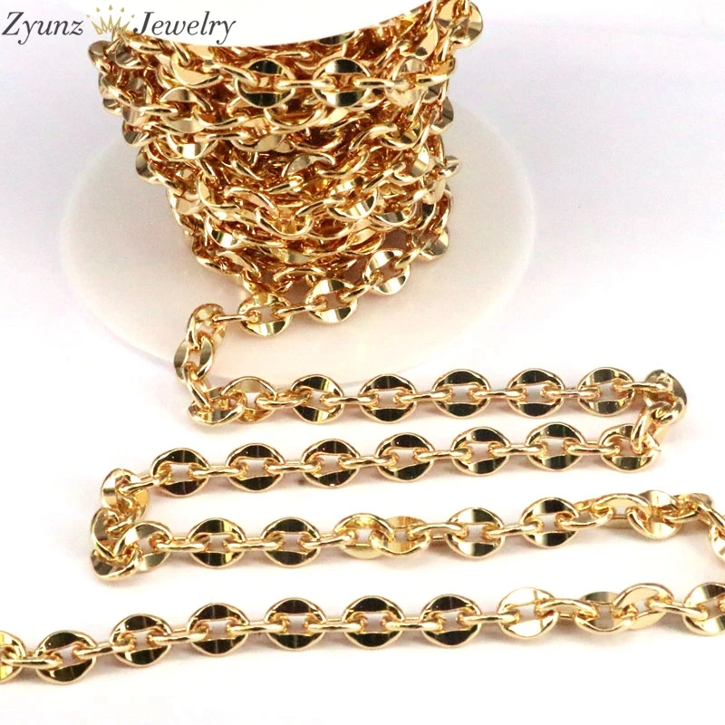 

3 метра, Золотая цветная кабельная цепь, объемные тяжелые круглые массивные цепи для изготовления ювелирных изделий в стиле панк-рок