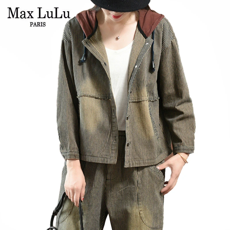 Max LuLu/модные корейские топы и брюки женские осенние джинсовые костюмы винтажные