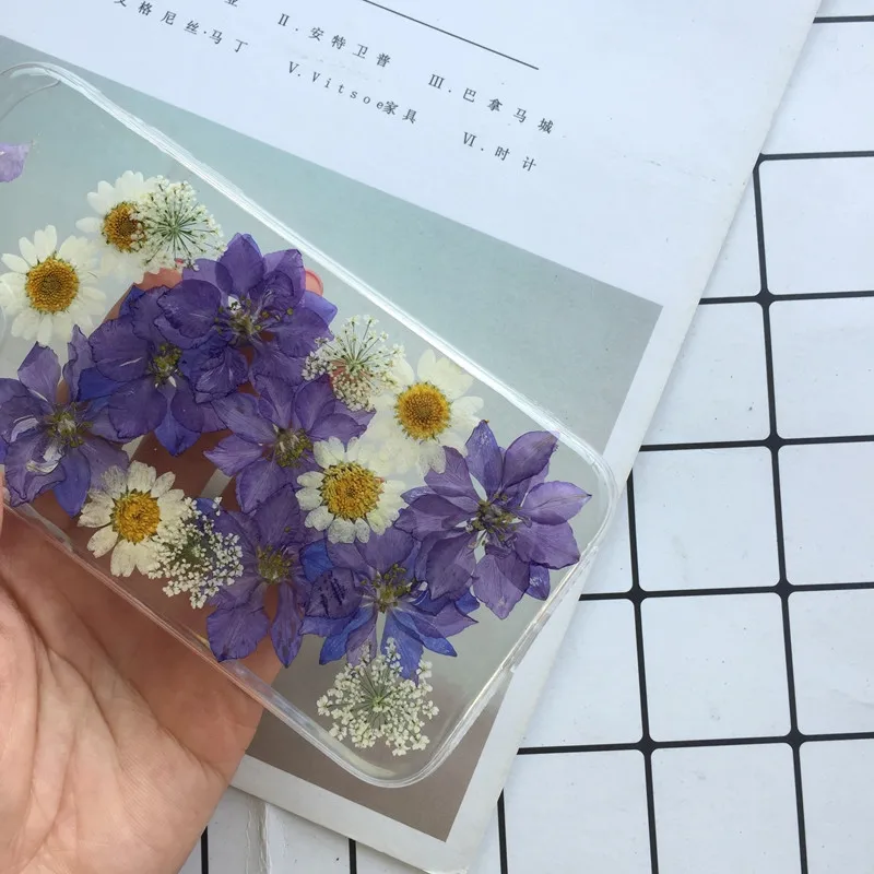 Tfshining настоящий прессованный высушенный чехол с цветами для iphone 11 11pro max X XR Xs max 6 6s 7 8 plus, прозрачный чехол, блестящий девчачий чехол