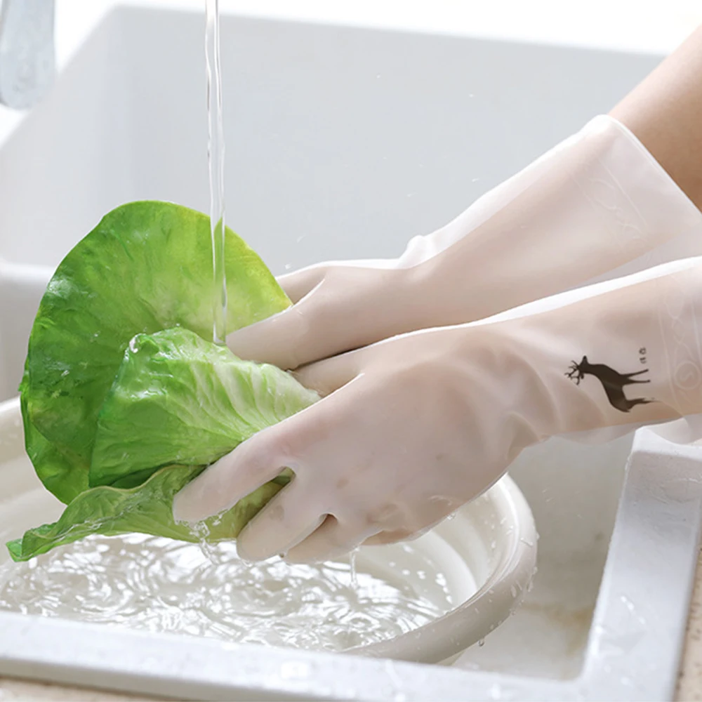Кухонные перчатки для мытья посуды бытовые Нескользящие водонепроницаемые