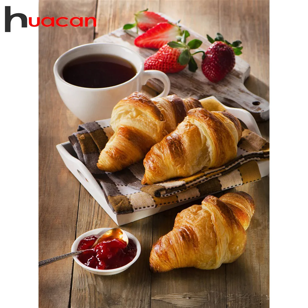 Алмазная вышивка Huacan картина с хлебом и кофейной чашкой Стразы алмазная живопись
