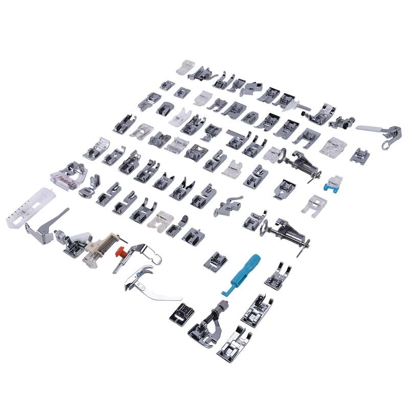 

72PCS/Set Sewing Machine Presser Foot Sew Kit Press Feet for Brother Singer Braiding Blind Stitch over Lock Zipper Ruler
