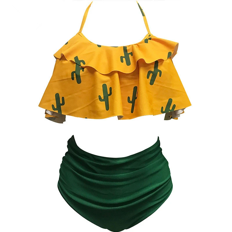 Сексуальный цельный купальник с открытыми плечами из двух частей, Женский монокини с рюшами, новинка года, пляжный купальный костюм для девочек, купальный костюм S-3XL