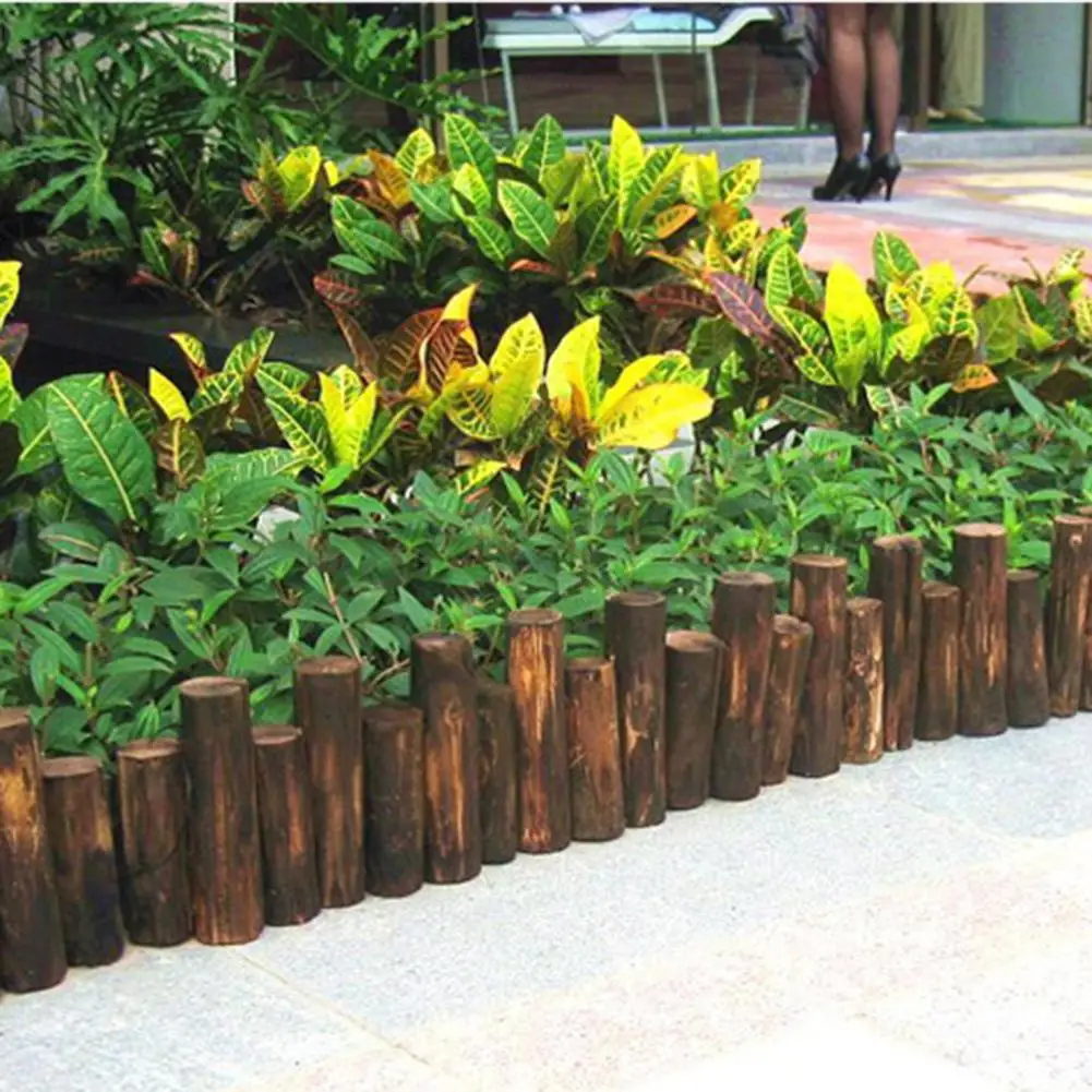 

Anti-Corrosion Wood Log Lawn Grass Edging Garden Flower Bed Border Fence Decor Easy to Install Anti-Corrosion