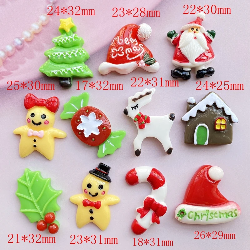10/20 шт. Новая полимерная Милая Рождественская серия плоская спина кабошон для