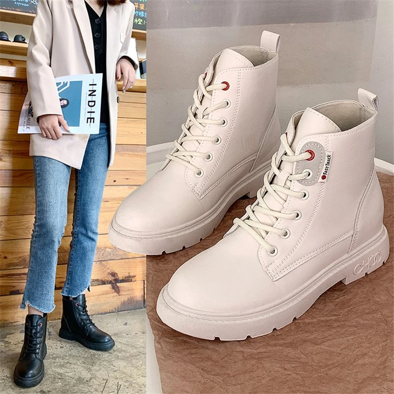 Зимние ботинки женские ботильоны на шнуровке Mujer Botas Invierno Basic bottes femme Feminina stivali donna