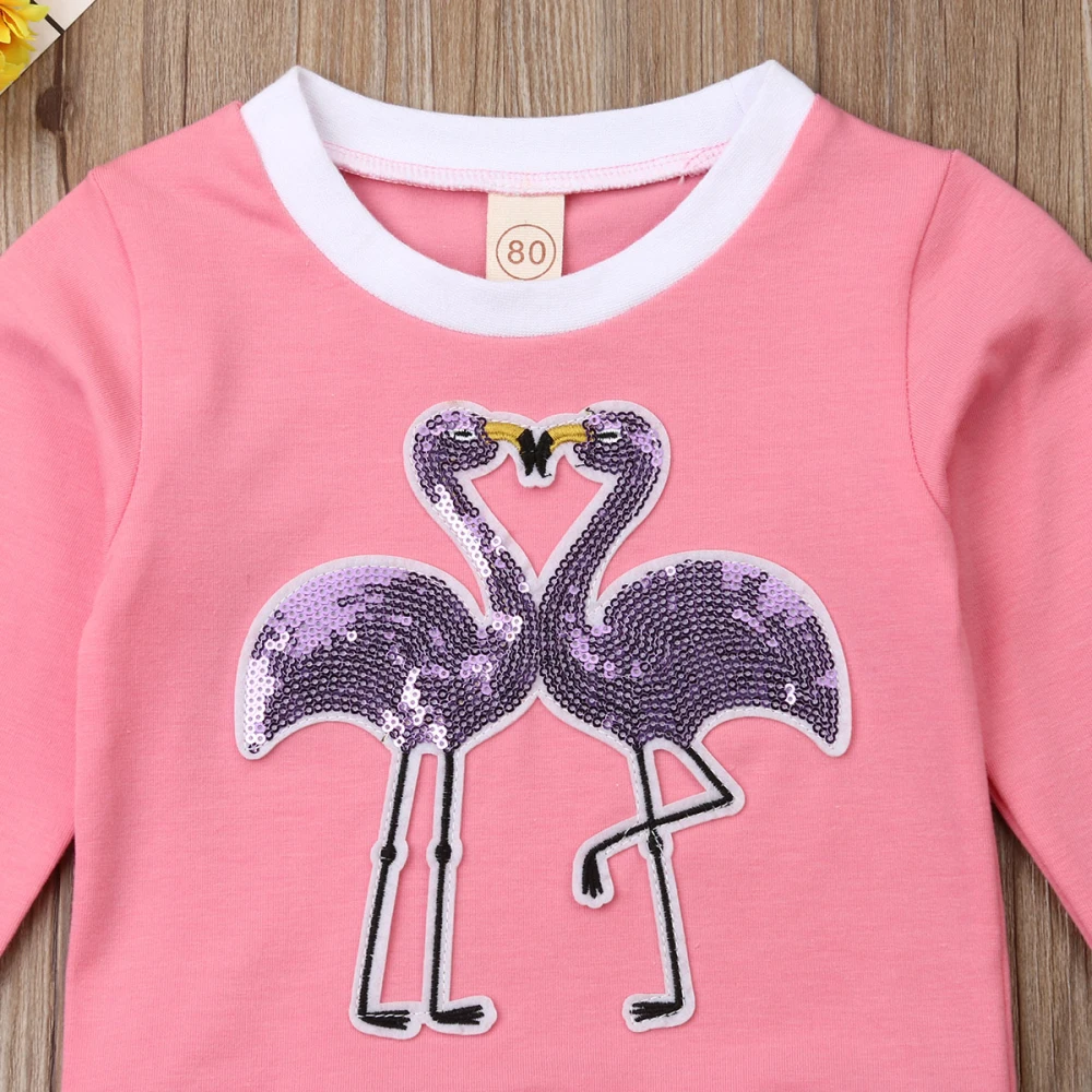 Детские толстовки с фламинго брендовые пуловеры длинными рукавами для девочек