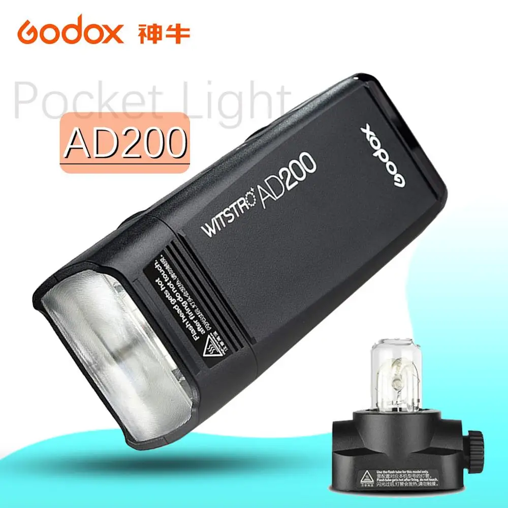 Карманная вспысветильник GODOX AD200 TTL 2 4G HSS 1/8000s 2900 Вт мАч|Фотовспышки| |