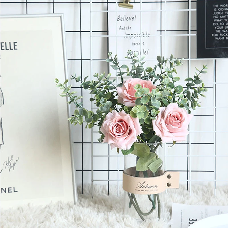 

1Pc Artificial Rose Flowers Silk Flower for Home Decoration Wedding Bouquet Fall Decor Fake Flowers Flower Pots Decorative