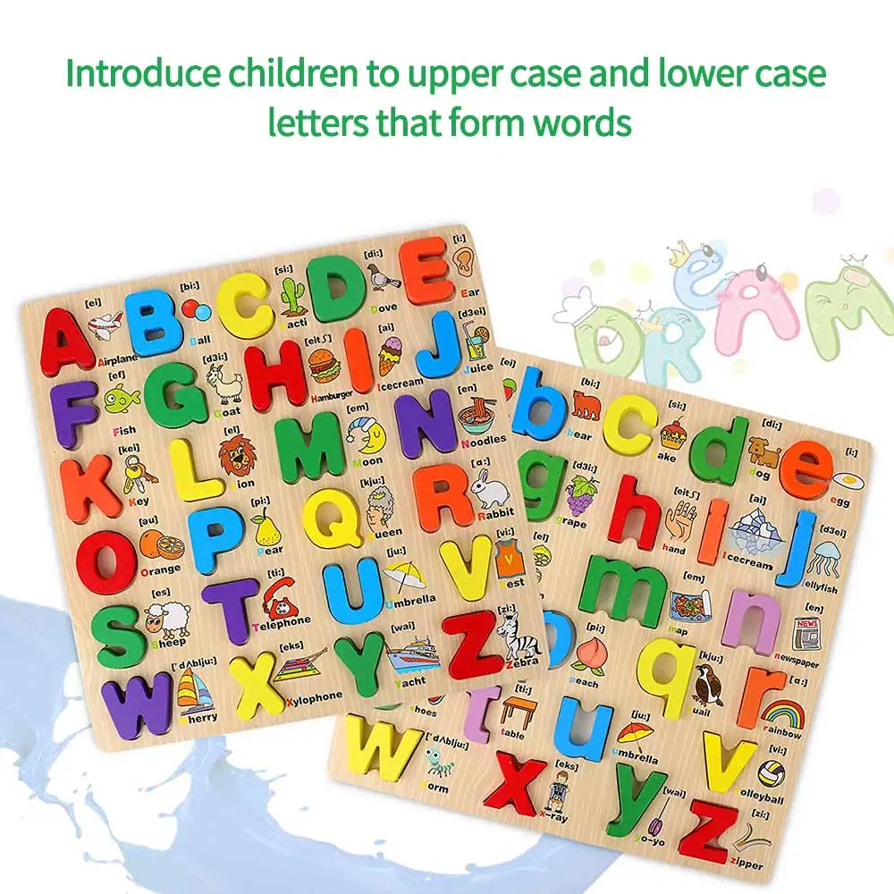 

Wood Toy Puzzle Uppercase And Lowercase Letters Puzzle Letters 3D Alphabet Puzzle Wooden Educational Learning Toy Kid'S Toy Gift