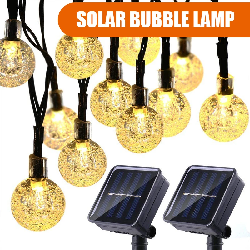 

Outdoor LED Solar Crystal Ball String Lights Waterproof Shine String 100 LED For Garden Lawn Landscape Holiday Christmas Lights