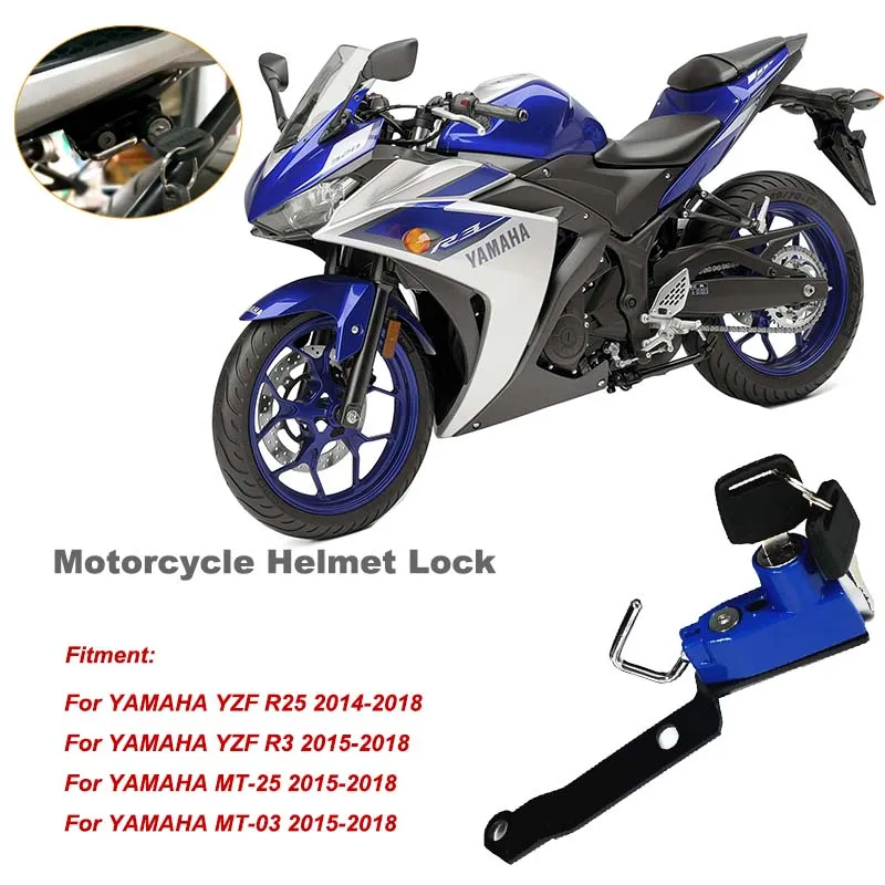 Для Yamaha MT 03 MT03 MT 25 YZF R3 R25- замок для мотоциклетного шлема крепежный крючок 6 цветов боковой противоугонной безопасности с 2 клавишами