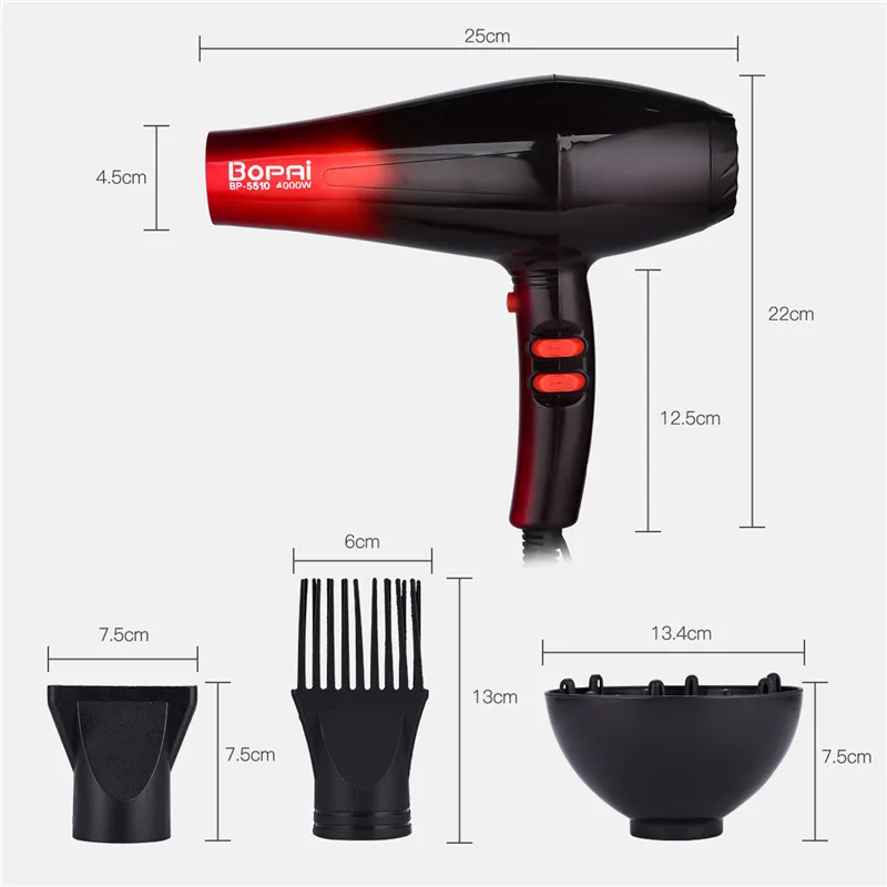 High Power 4000W Professional Hair Dryers For Hairdresser Barber Salon Negative Ion Ionic Blow Dryer Fast Styling Hair Blower
