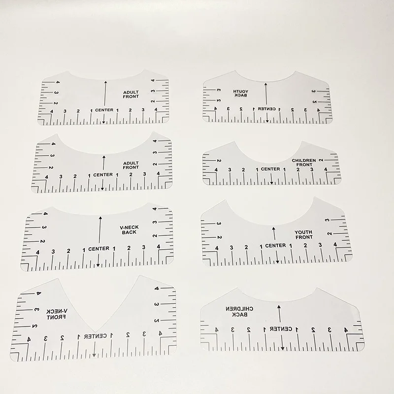 4Pcs/8Pcs With Size Chart Centering Tool Ruler Clothing Alignment For Guiding Printed T-Shirt Design DIY Drawing Template | Дом и сад