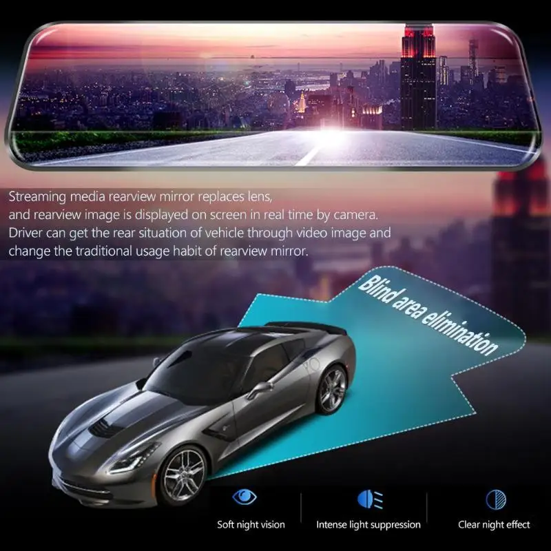 Phisung H58 9,6" поток медиа зеркало заднего вида DVR камера 1080P Full HD 4G Android 5,1 gps WiFi ADAS видеорегистратор видеомагнитофон