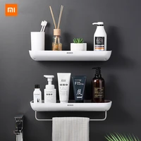 xiaomi bathroom shelves organizer wall mount home towel shelf shampoo rack with towel bar storage rack bathroom accessories