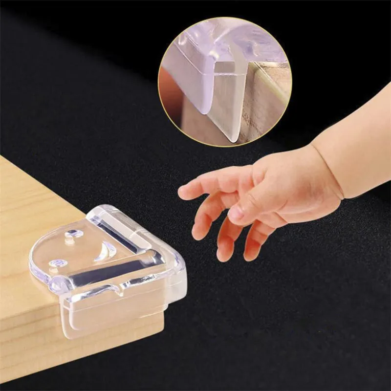 Protector de esquina transparente para ni&ntilde;os y beb&eacute;s, cubierta de esquina anticolisi&oacute;n para borde, protecci&oacute;n de mesa, 4 unids/set por juego-0