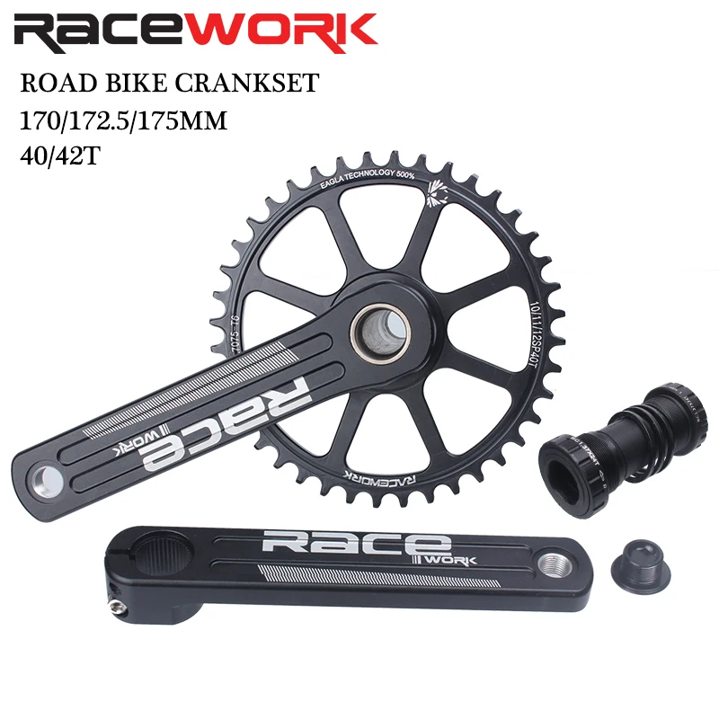 RACEWORK Road Bike Crankset 10/11/12 Speed 170/172.5/175mm GXP Single Chainring 40/42/44T Wide And Narrow Sprocket Crank Set