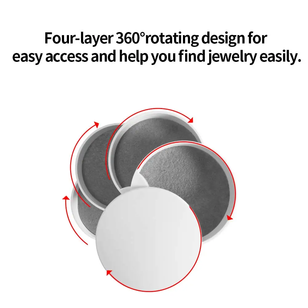 

360 Degree Rotating 4 Layers Jewelry Organizer Holder for Necklace Bracelet Ring Earring Small Items Container Case