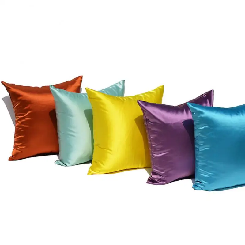1PC Solid Color Cushion Cover Smooth Silk Pillows Throw Pillow Case 45*45 Decorative Nordic Living Room Sofa Decoration | Дом и сад