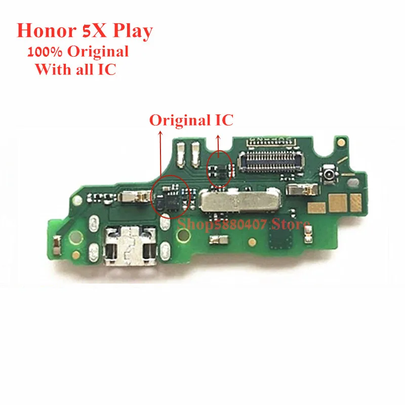 

100% оригинальная зарядная Плата USB для Huawei Honor 5X Play, док-станция для зарядки USB с микрофоном, гибкий кабель, запасные части