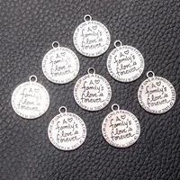 20pcslot silver plated a family%e2%80%99s love is forever charm metal pendants diy necklaces bracelets jewelry handicraft accessories