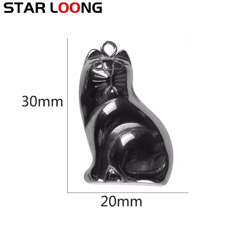 Подвеска в виде кота из гематита 30 х20 мм натурального камня ААА|Подвески| |