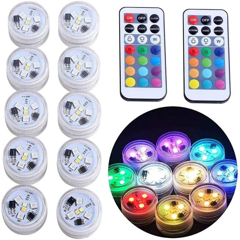 Батарея IP68 LED RGB погружной свет водонепроницаемый удаленный плавательный бассейн