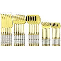 530pcs vintage ceramic cutlery set stainless steel dinnerware knife fork spoon tableware kitchen silverware set drop shipping