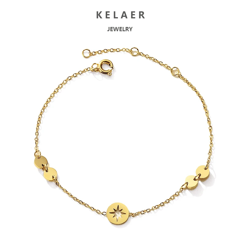 Ins восемь с рисунком пятиконечной звезды маленький браслет дисками Позолоченные