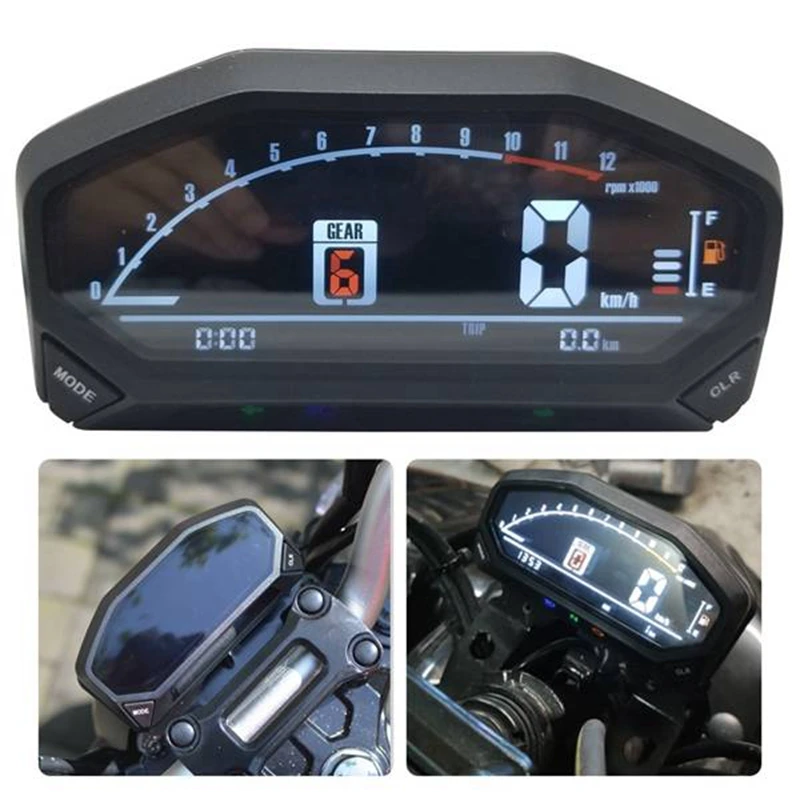 Universal Motorcycle Digital Meter LCD Speedometer Odometer RPM Tachometer W/Bracket for 1 2 4 Cylinders Adjust | Автомобили и