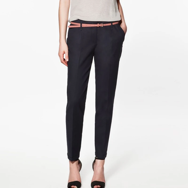 Женские повседневные брюки-карандаш офисные брюки с отворотами на осень и весну |