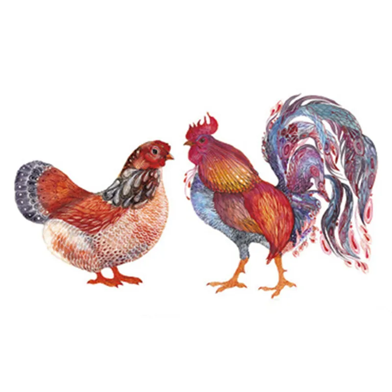 Red Chicken Cock Temporary Tattoo Sticker Waterproof Kids Children Party Favor Decorations Watercolor Cartoon | Красота и здоровье