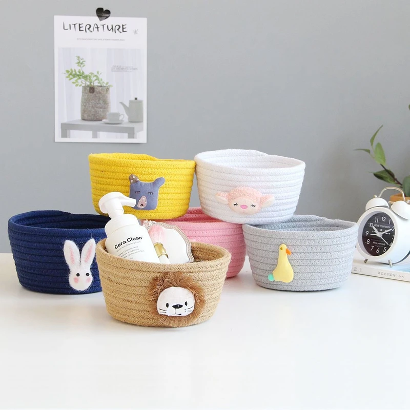 

Cotton Desktop Storage Basket Multifunction Sundries Container Storage Boxes Underwear Toys Cosmetic Organizer Laundry Basket