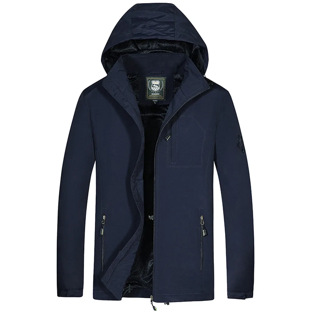 

Autumn Winter Men Plus Size Outdoor Solid Waterproof Hoodie Hat Detachable Breathable Sport Outwear Coat chaquetas hombre D915#