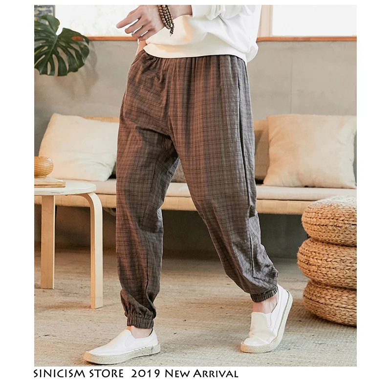 Мужские свободные шаровары Sinicism Store Новинка осени 2020 мужские хлопковые и льняные