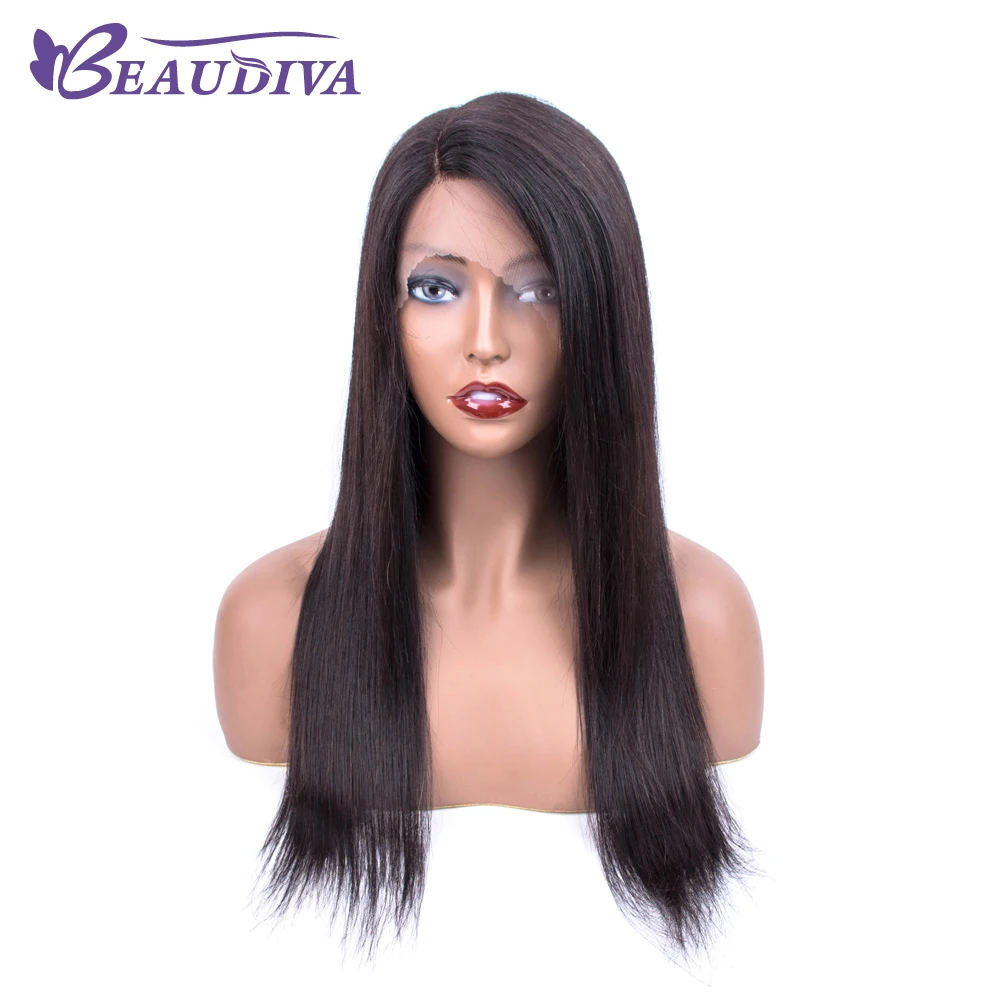 Brazilian Side Part Lace Wig Straight Human Hair Wigs For Black Women Remy Beaudiva 150% Density Lace Wig with Baby Hair 18inch