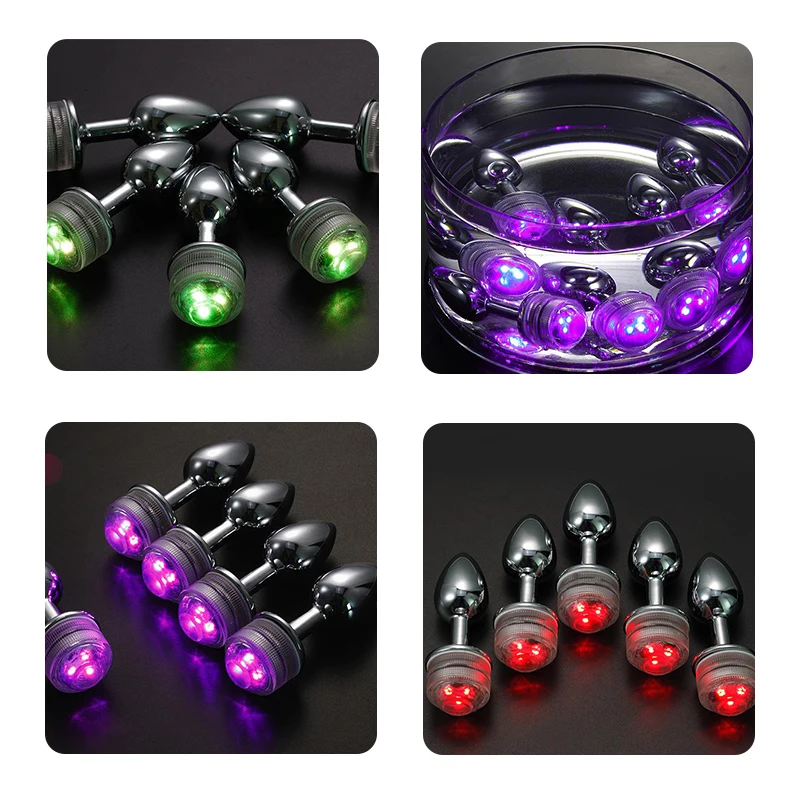 Анальная пробка металлическая светящаяся с беспроводным дистанционным