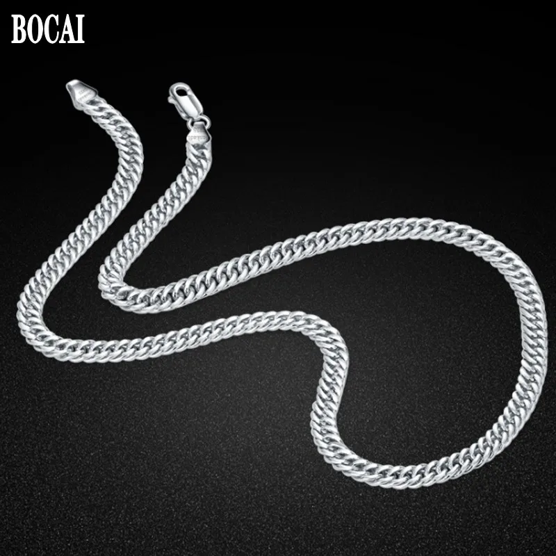BOCAI S925 украшения из чистого серебра Цепочка с крупными звеньями 6 мм властная Хань