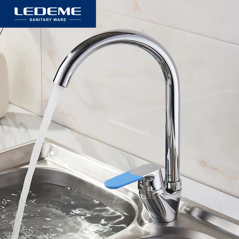 LEDEME Faucet L5953-2 Смеситель для кухни с гайкой Латунь Цвет: Хром | Обустройство дома