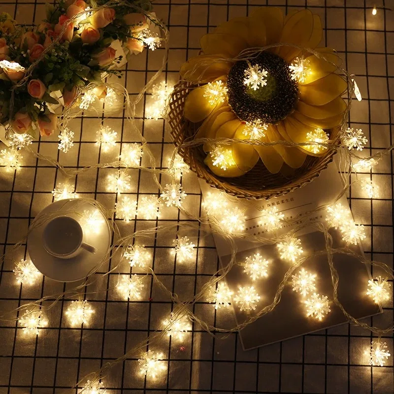 Светодиодный светильник в виде снежинок, s-String, ЕС, США, вилка, Рождественская елка, сказочные гирлянды, светильник для занавесок на батарейках, для улицы, вечерние, новогодний декор